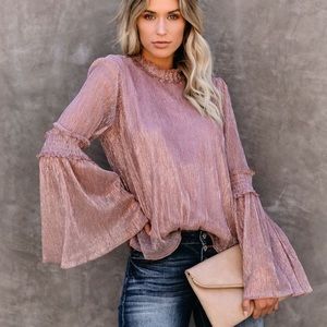 Imogene Smocked Ruffle Shimmer Blouse